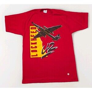Vintage Lockheed Martin U2 Dragon Lady Men’s Large Red Military 90s Tshirt Rare